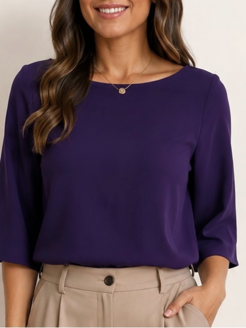 Loft Boatneck Blouse in Deep Purple Sz XS
